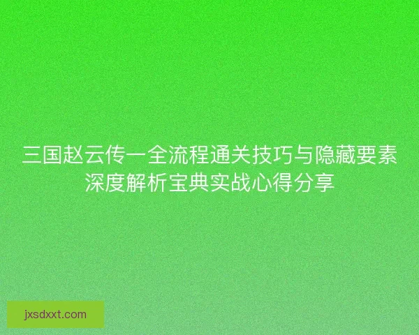 三国赵云传一全流程通关技巧与隐藏要素深度解析宝典实战心得分享 三国赵云传一全流程通关技巧与隐藏要素深度解析宝典实战心得分享