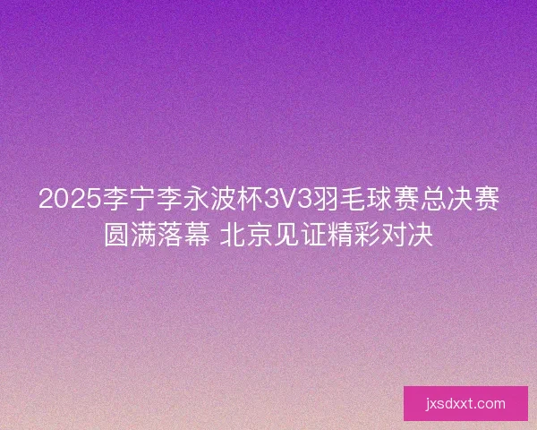 2025李宁李永波杯3V3羽毛球赛总决赛圆满落幕 北京见证精彩对决
